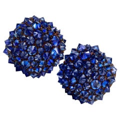 Hemmerle A Pair of Sapphire and Gold Ear Clips