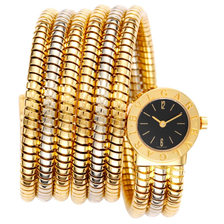 BULGARI Bi-Color 'Tubogas' Bracelet Watch For Sale