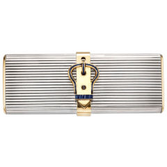 HERMES Silver, Gold and Sapphire Minaudiere Vanity Case