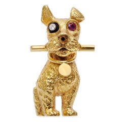 CARTIER Ruby, Onyx, Diamond and Gold Dog Brooch