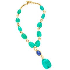 VERDURA Emerald Sapphire and Gold "Y" Necklace