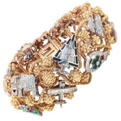 DAVID WEBB Multi-Gem and Gold Charm Bracelet