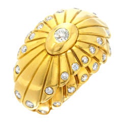 CARTIER A Gold and Diamond Double Tier Flower Petal Ring