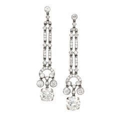 MARZO A Pair of Art Deco Diamond Ear Pendants