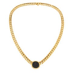 BULGARI Silver Coin Pendant Necklace