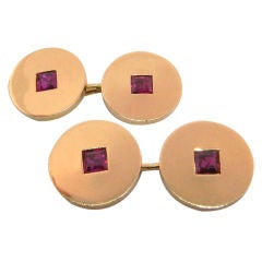 Gold and ruby cufflinks by Cartier Paris