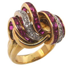 Retro ruby and diamond ring