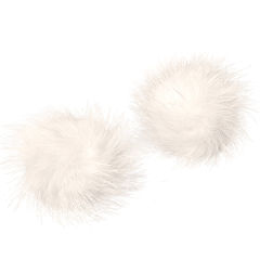 White mink earrings by MERET OPPENHEIM