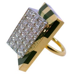 ETTORE SOTTSASS Diamond Onyx Gold Ring