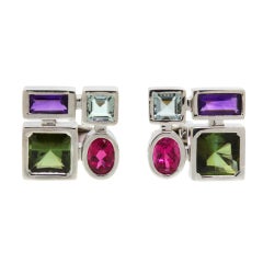 Colorful White Gold Sixties Cufflinks