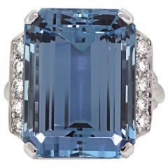 Retro Fifties 25ct Aquamarine and Diamond Ring