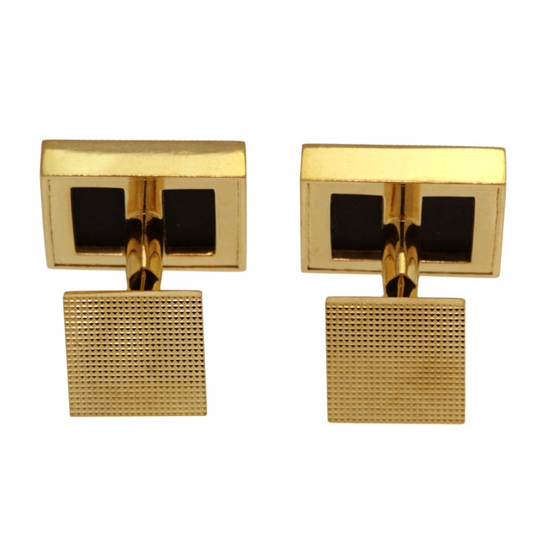 Boutons De Manchette Luxe 10K Or Et Onyx - COMME CA DU MODE - Vintage - Poids 8.3 G