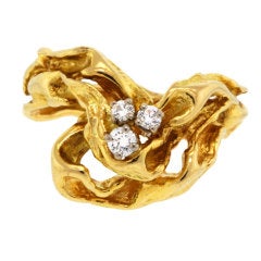 GILBERT ALBERT Gold and Diamond Modernist Ring