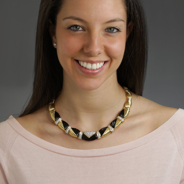 CHARLES TURI Diamond and Carved Onyx Necklace