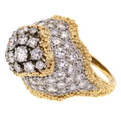 Diamond Set Gold and Platinum Fifties Ring