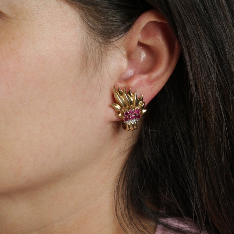 BLACK STARR & GORHAM Ruby and Diamond Earrings
