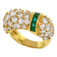 Diamond and Emerald Eighties Ring