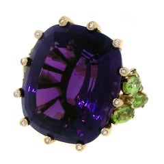 65ct Amethyst, Peridot and Diamond Ring