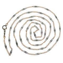 Antique 60" Niello decorated silver Chain