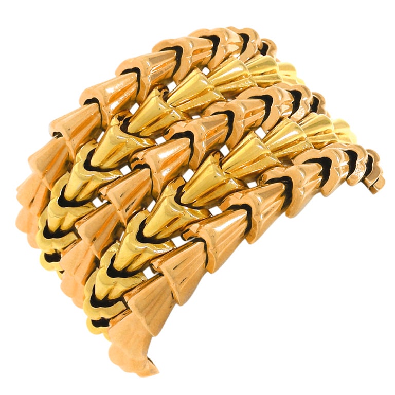 Art Deco Two tone Cuff Bracelet at 1stdibs