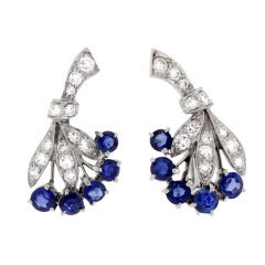 TIFFANY & CO.. Sapphire and Diamond Earrings