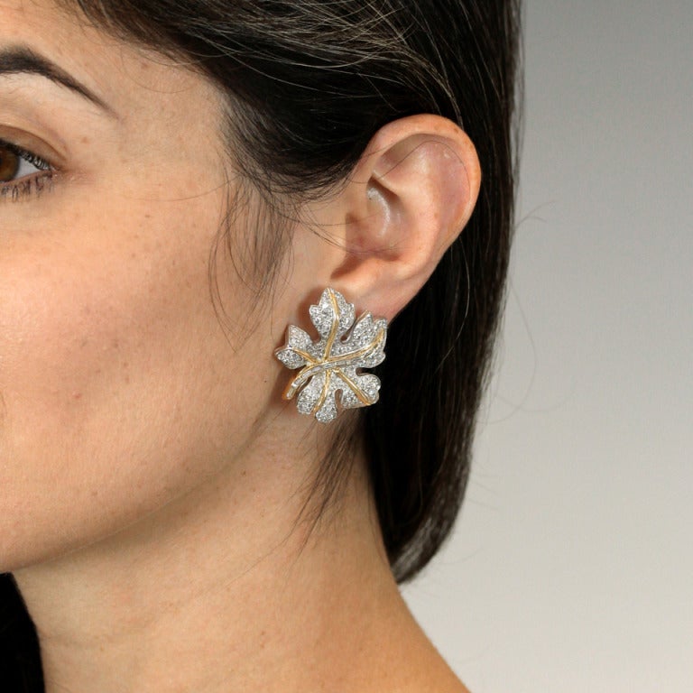 Pederzani Diamond-Set Leaf Earrings