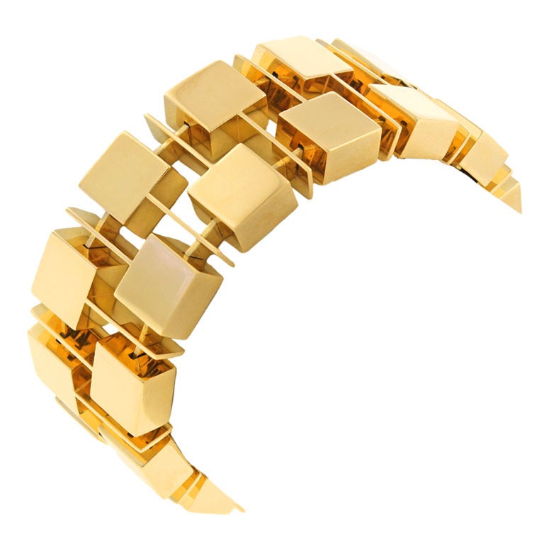 Spectacular Modernist Gold Bracelet In Excellent Condition In Litchfield, CT