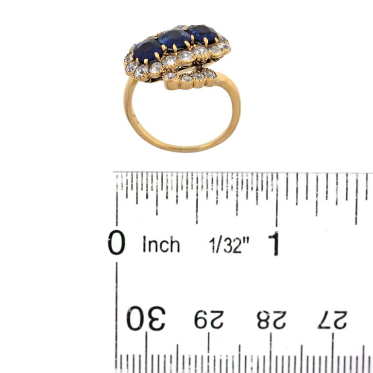 Antique Asymmetric Sapphire Diamond Ring 1