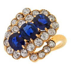 Antique Asymmetric Sapphire Diamond Ring