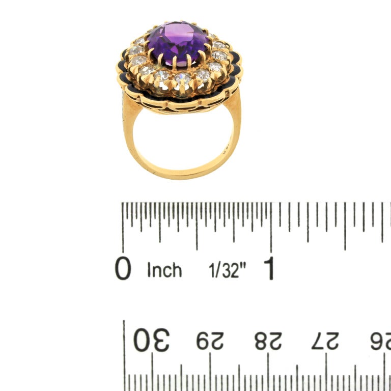 Antique Amethyst and Diamond Enamel Ring 1