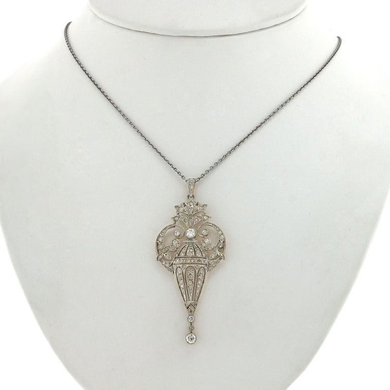 Edwardian Diamond Pendant In Excellent Condition In Litchfield, CT