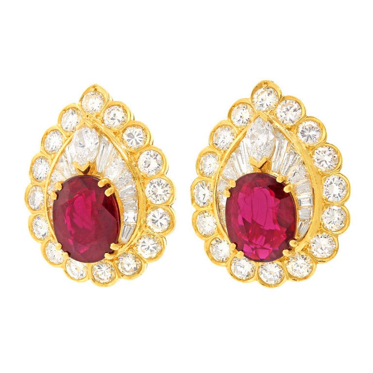 Ruby Diamond Sixties Earrings