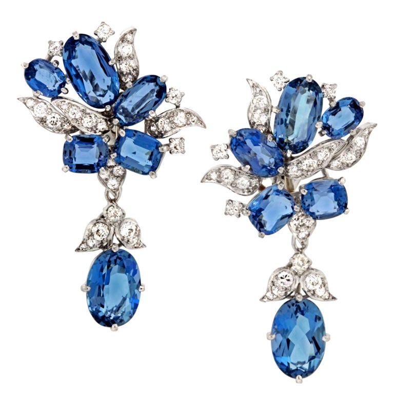 Stunning Aquamarine and Diamond Earrings at 1stdibs