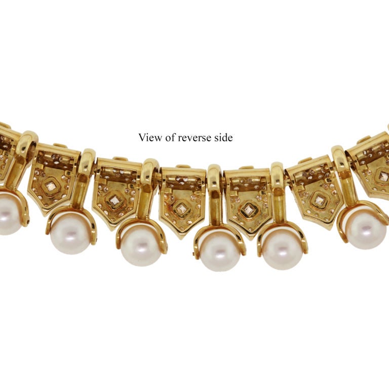 Magnificent Pearl Diamond Gold Necklace 5