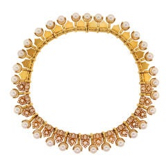 Magnificent Pearl Diamond Gold Necklace