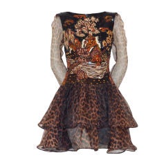 Valentino Couture Robe en organza léopard finement perlée style orientalisme