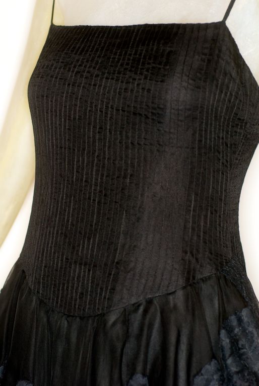 Circa 1978 Valentino Couture Black Silk and Lace Gown For Sale 4