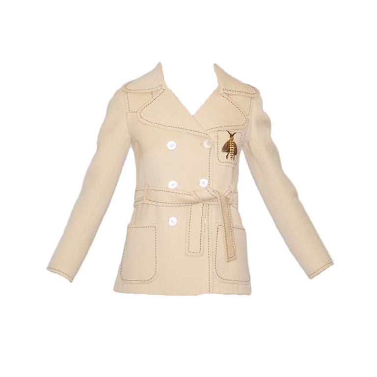 1970s Valentino Couture Jacket with Spectacular Embroidered Bee For Sale