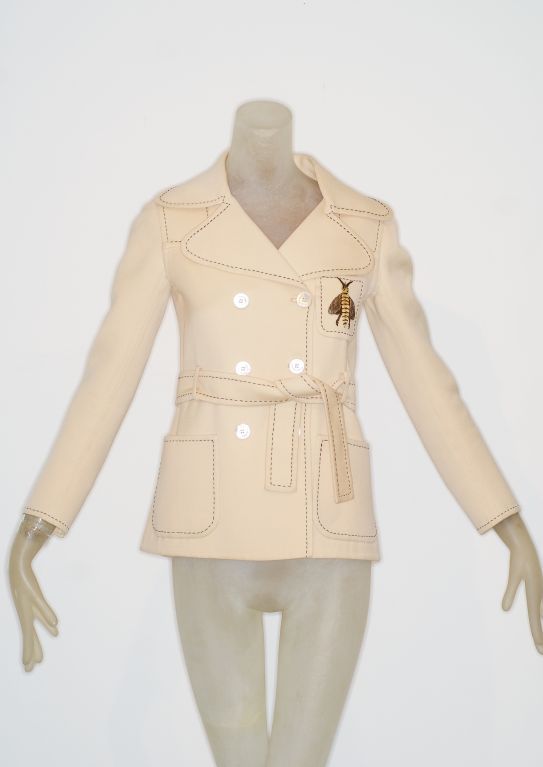 1970s Valentino Couture Jacket with Spectacular Embroidered Bee