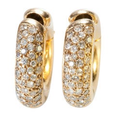 French Diamond Gold Hoop Ear Clips
