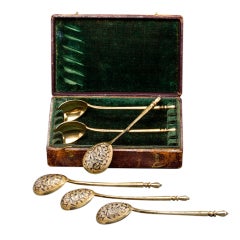 Set of Six Russian Silver Teaspoons by Dmitriev 1851 5