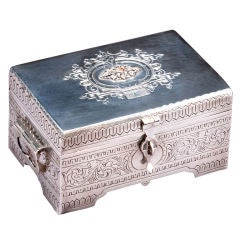 Russian Silver Engraved Box by MILYUKOV, 1893