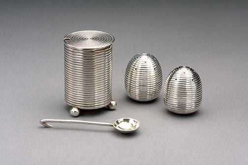 Russian Silver Khlebnikov Salt Shakers and Mustard, Dated 1888 1