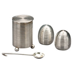 Russian Silver Khlebnikov Salt Shakers and Mustard, Dated 1888 7