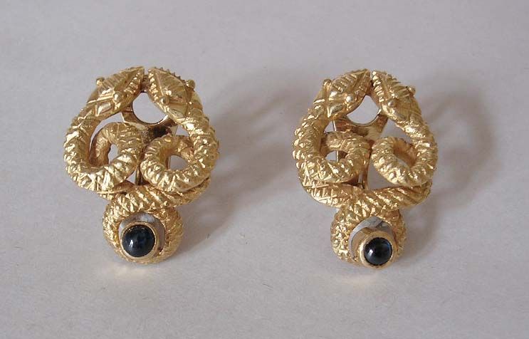 Women's Gold & Sapphire Serpent Earrings