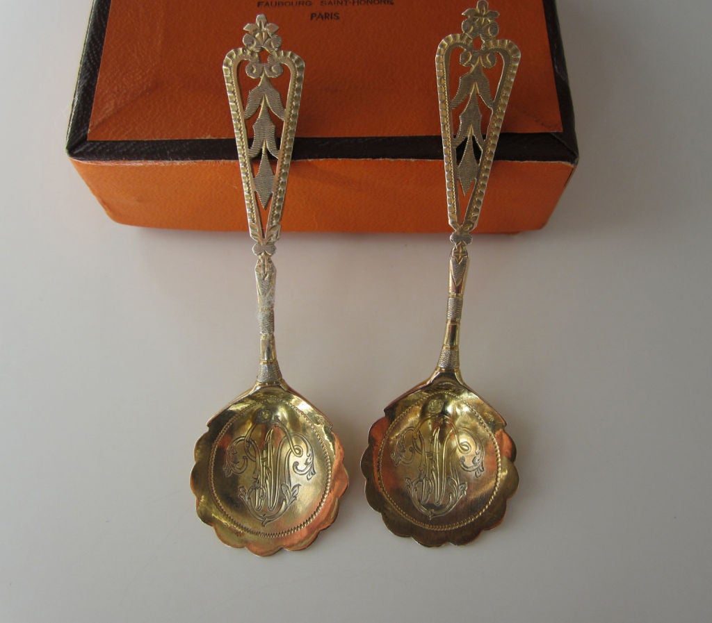 Set of Six French Caviar Spoons circa 1900 2