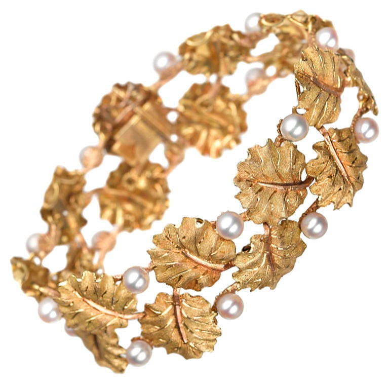 BUCCELLATI  Gold Oak Leaf Bracelet For Sale