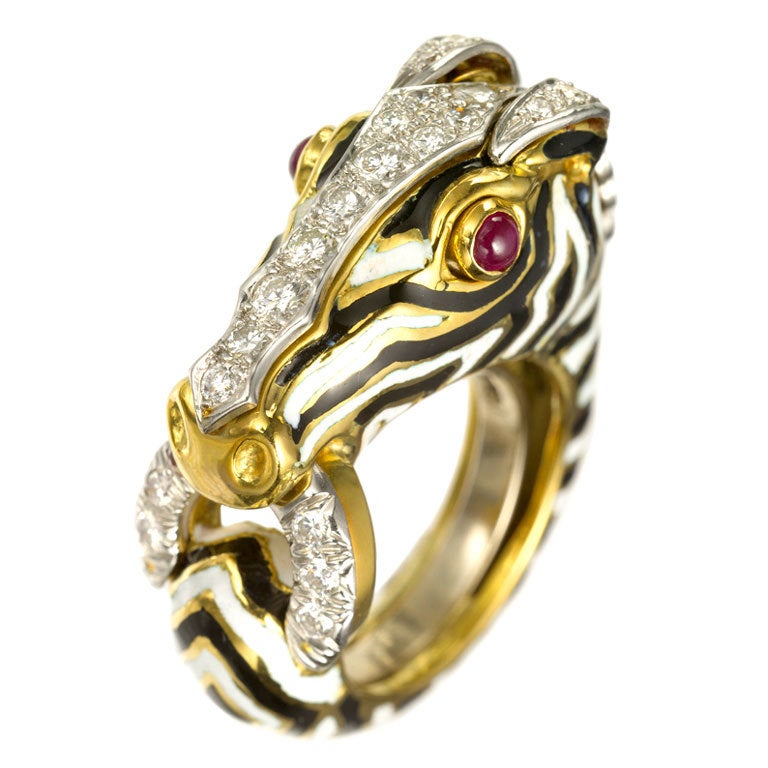 DAVID WEBB Zebra Ring For Sale