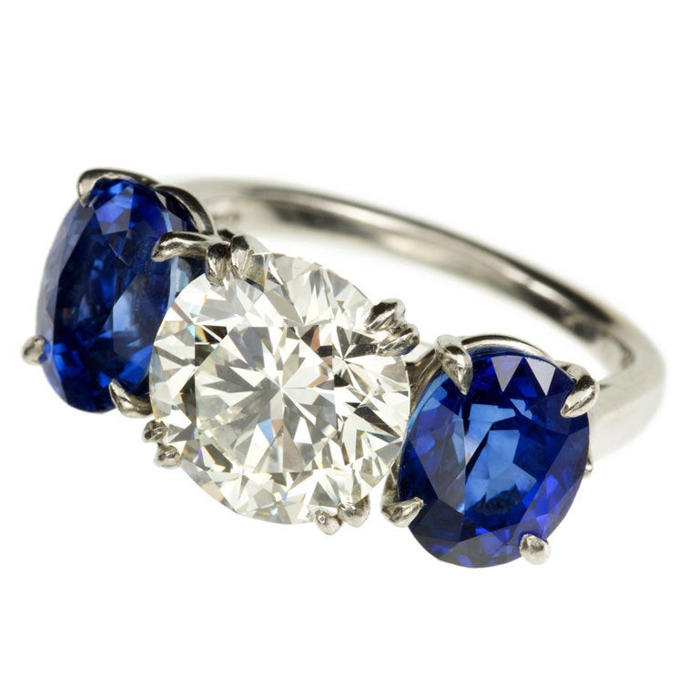 HARRY WINSTON Diamond Sapphire Ring For Sale