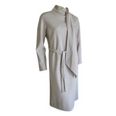 Gray silk dress iwth attached scarf and belt   Norman Norell